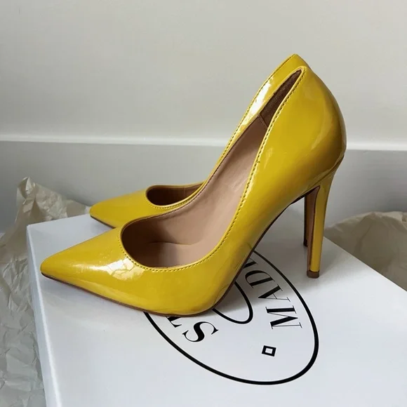 Steve Madden Orkid yellow patent heels pumps 4in heel size 6 - Picture 6 of 14